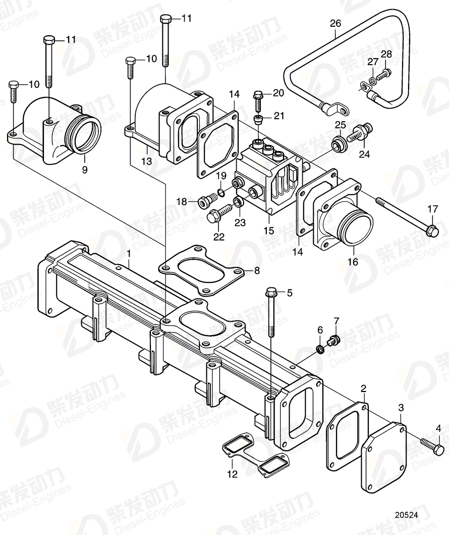 volvo penta Hose nipple 20555488 Drawing volvo penta Hose nipple 20555488 Drawing